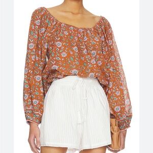 Cleobella Shania Blouse in Terracotta Floral Size Small